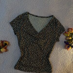Floral Black Top for Women